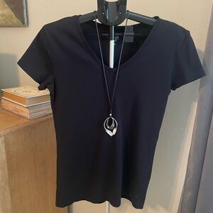 Kirkland Signature Black Short Sleeve Pima Cotton V-Neck Tee EUC